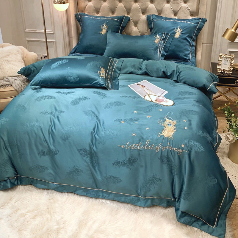 KTX-850387 Pure Cotton Quilted Bedding Set - 4-Piece Bed Sheet Ensemble in Multiple Colors