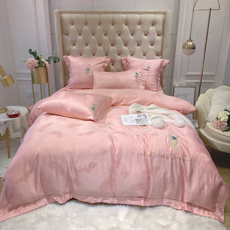 KTX-850387 Pure Cotton Quilted Bedding Set - 4-Piece Bed Sheet Ensemble in Multiple Colors