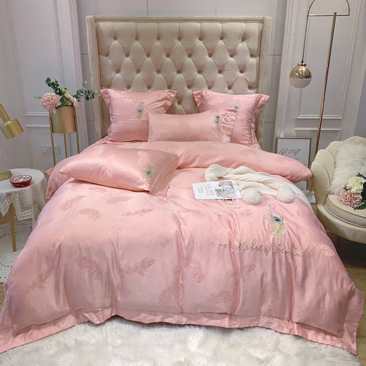 KTX-850387 Pure Cotton Quilted Bedding Set - 4-Piece Bed Sheet Ensemble in Multiple Colors