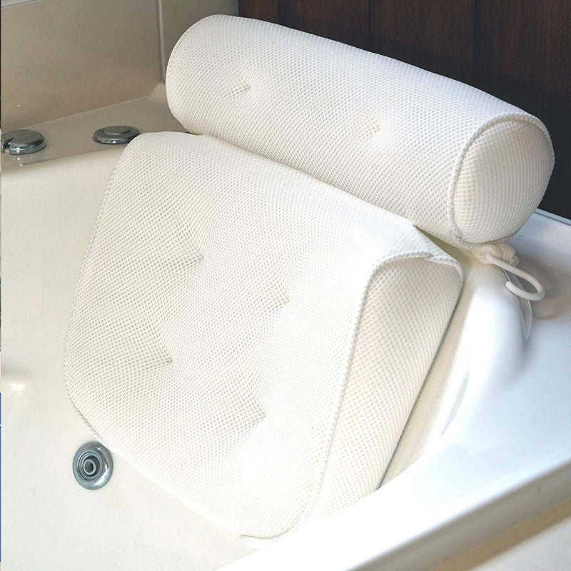 KTX-850451 3D Mesh Suction Cup Bath Pillow for Ultimate Comfort and Relaxation