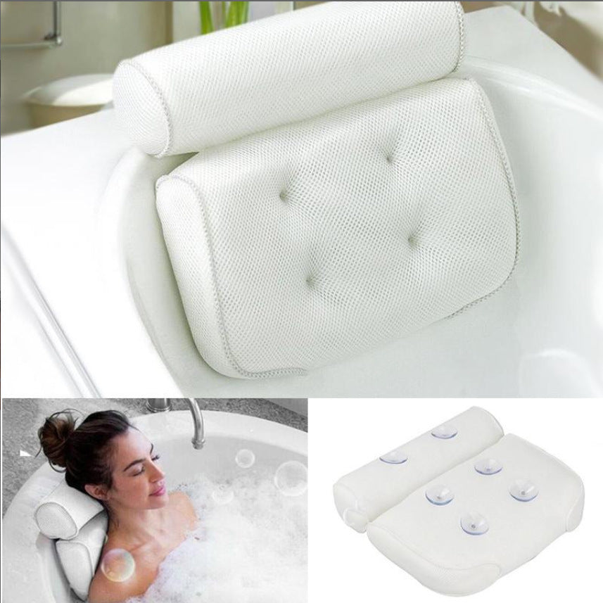 KTX-850451 3D Mesh Suction Cup Bath Pillow for Ultimate Comfort and Relaxation