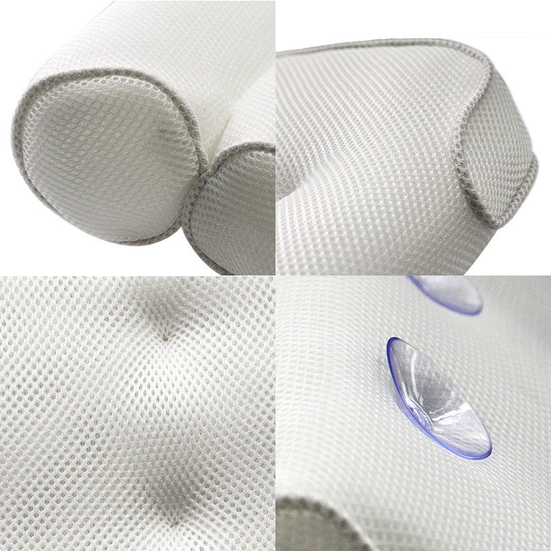 KTX-850451 3D Mesh Suction Cup Bath Pillow for Ultimate Comfort and Relaxation