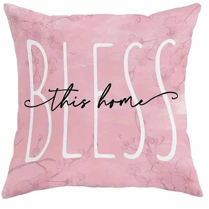 KTX-850515 Cherry Blossom Design Short Velvet Cushion Cover, 45x45cm, Stylish Home Decor