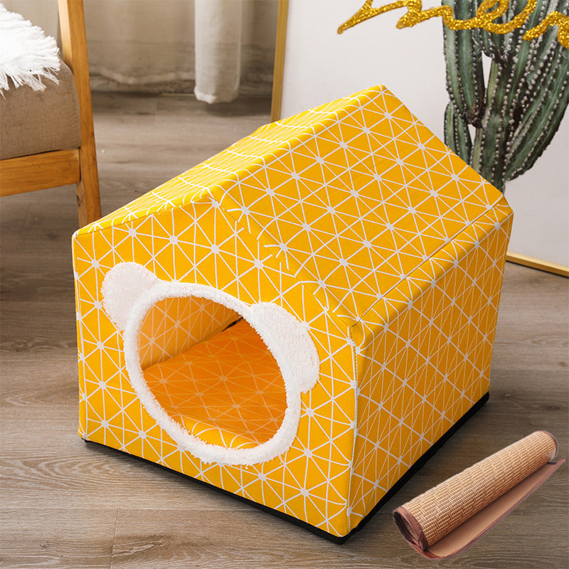 KTX-850899 Nordic Style Semi-Enclosed Pet Kennel for Cats and Dogs, Breathable Textile, 41cm Square