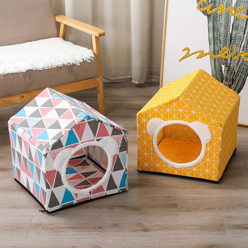 KTX-850899 Nordic Style Semi-Enclosed Pet Kennel for Cats and Dogs, Breathable Textile, 41cm Square