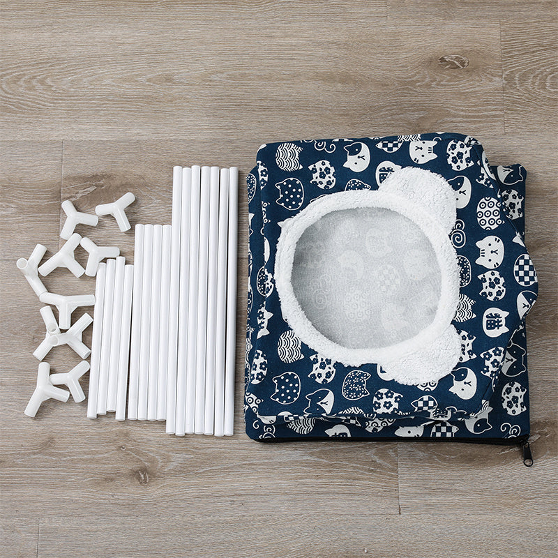 KTX-850899 Nordic Style Semi-Enclosed Pet Kennel for Cats and Dogs, Breathable Textile, 41cm Square