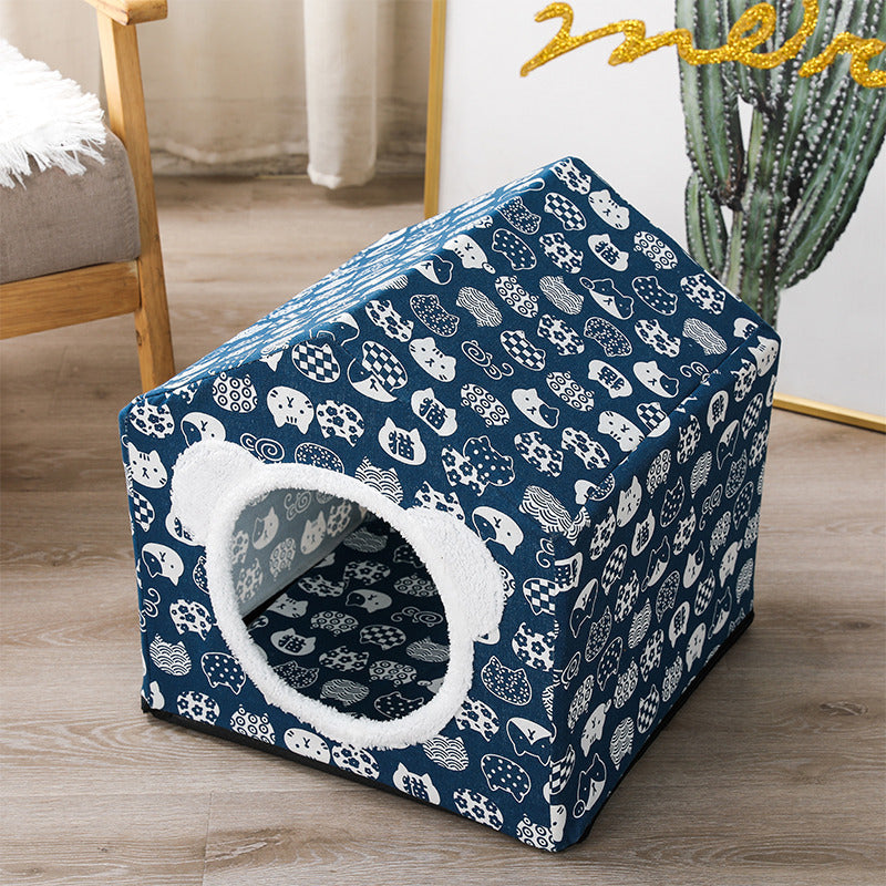 KTX-850899 Nordic Style Semi-Enclosed Pet Kennel for Cats and Dogs, Breathable Textile, 41cm Square