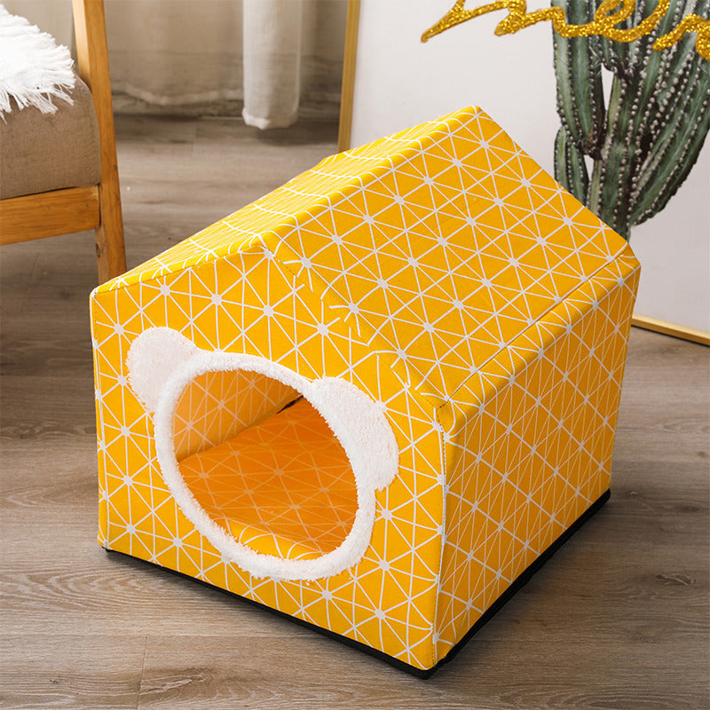 KTX-850899 Nordic Style Semi-Enclosed Pet Kennel for Cats and Dogs, Breathable Textile, 41cm Square