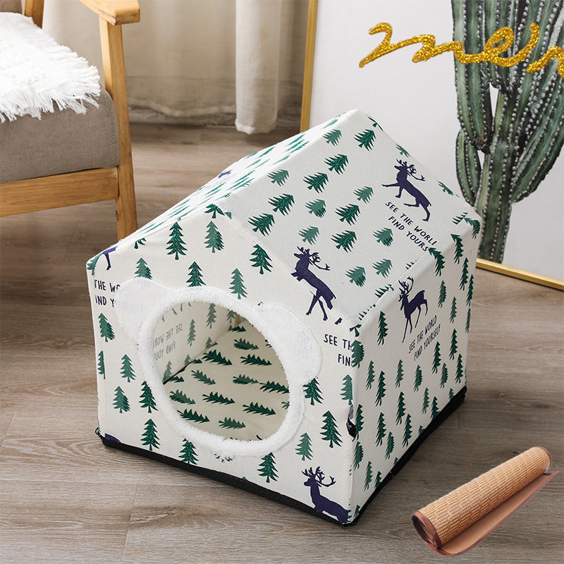 KTX-850899 Nordic Style Semi-Enclosed Pet Kennel for Cats and Dogs, Breathable Textile, 41cm Square