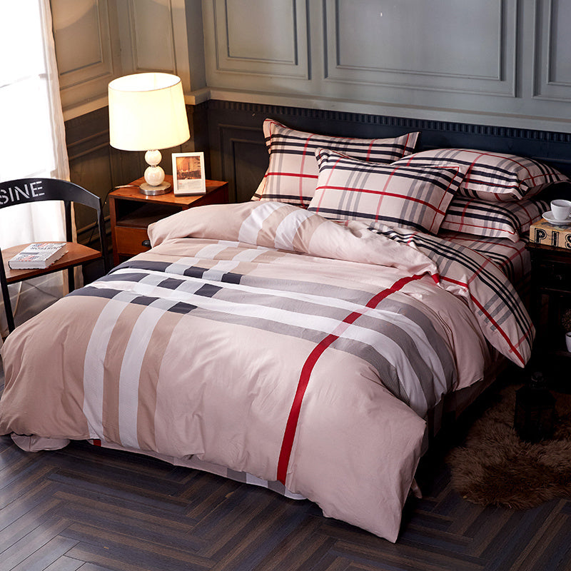 KTX-854227 Comfortable Four-Piece Printed Cotton Bed Set