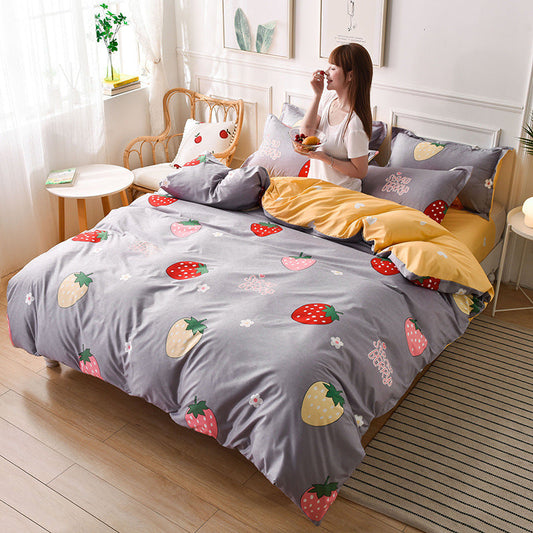 KTX-854547 Four-Piece Modern Bed Sheet Set in Various Sizes, Reactive Printed Polyester Bedding