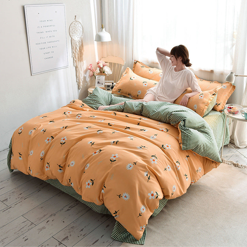KTX-854547 Four-Piece Modern Bed Sheet Set in Various Sizes, Reactive Printed Polyester Bedding