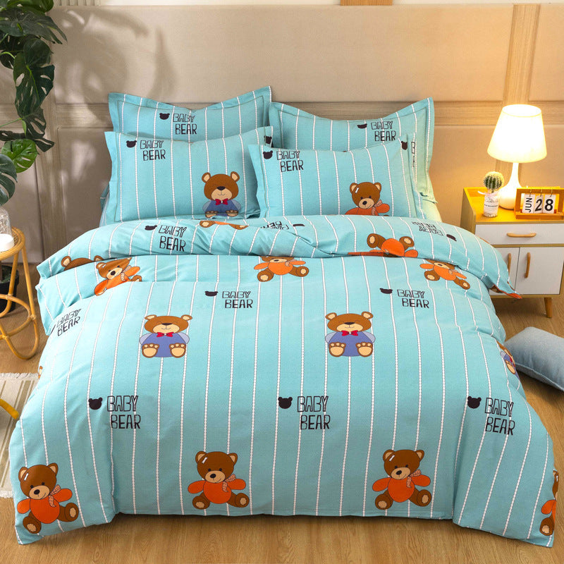 KTX-855379 Cotton Plant Pattern Winter Linen Quilt Cover Bedding Set - Multiple Sizes Available