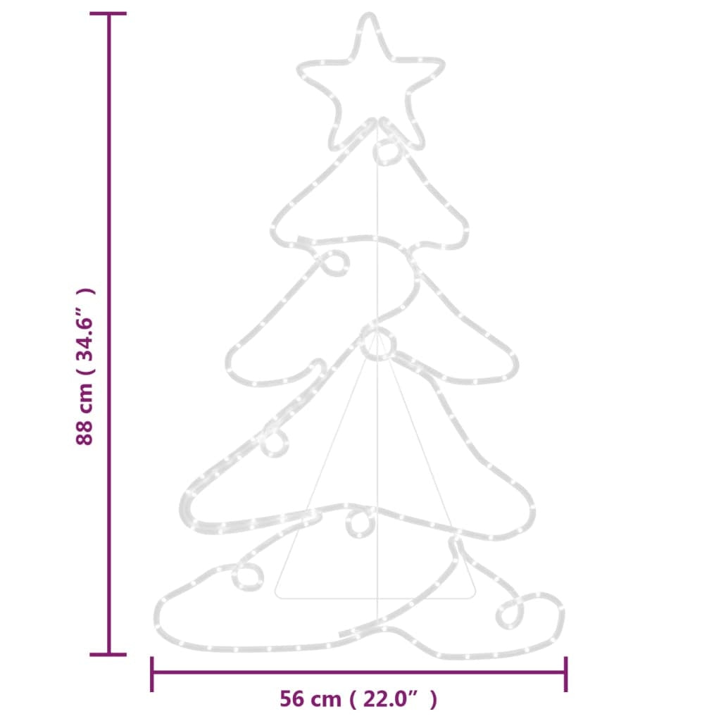 KTX-856019 LED Silhouette Christmas Tree Decoration with 144 Multicolor Lights, Weatherproof PVC and Steel Frame, 88x56 cm