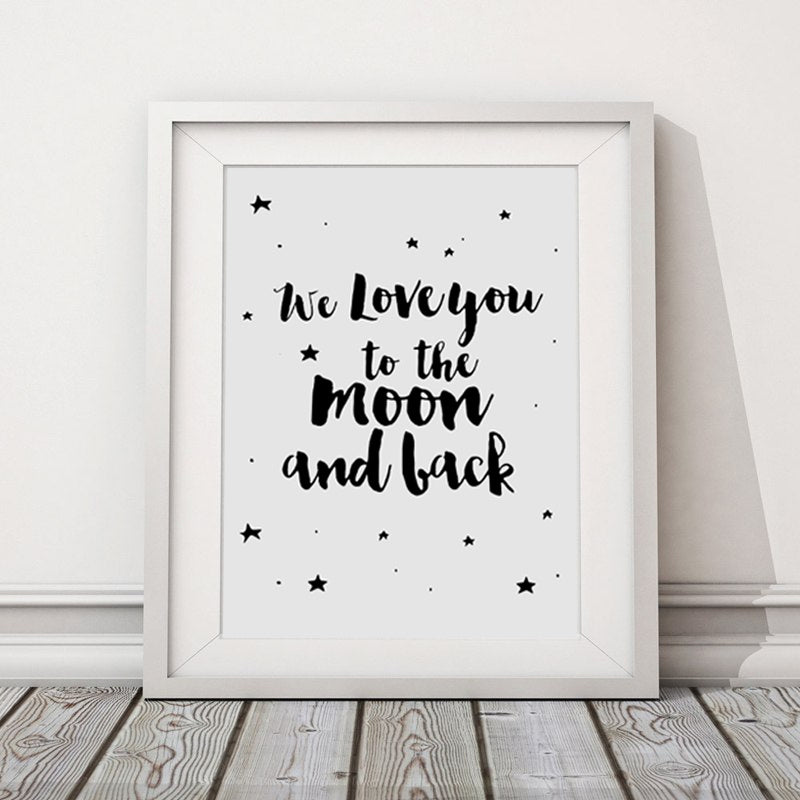 KTX-856147 Love You to the Moon Canvas Wall Art - Modern Oil Painting on Canvas