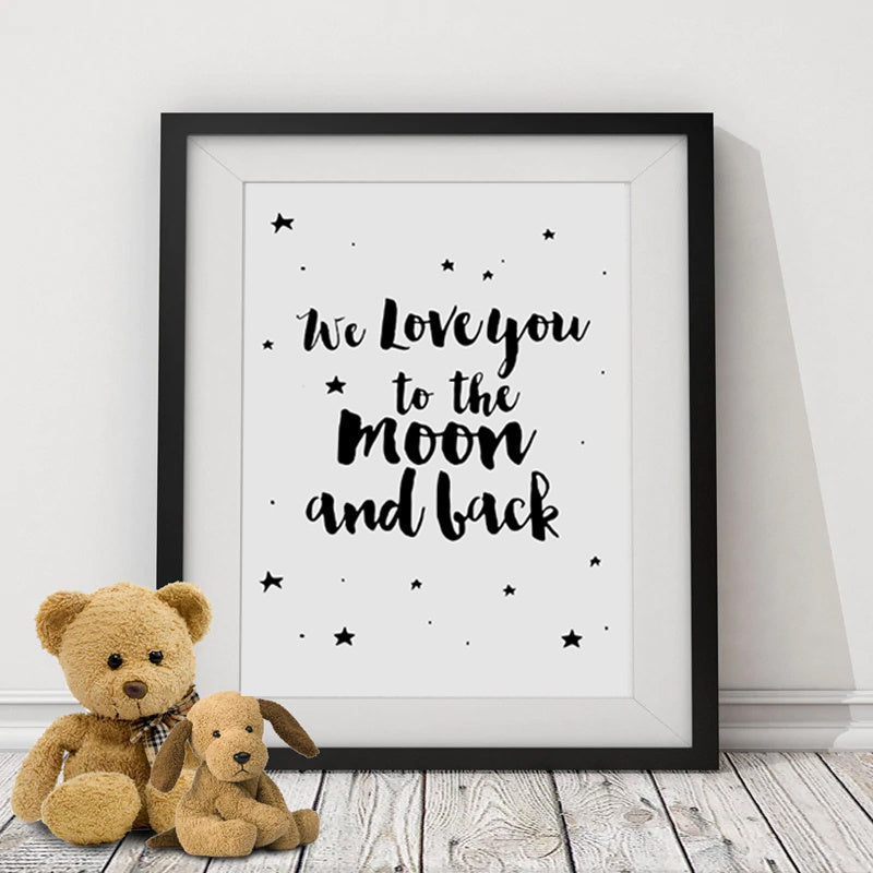 KTX-856147 Love You to the Moon Canvas Wall Art - Modern Oil Painting on Canvas