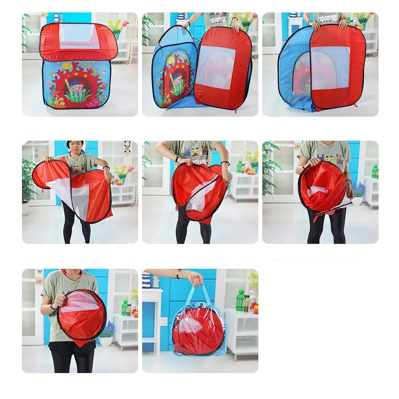 KTX-857619 Folding Christmas Tent for Kids - Indoor/Outdoor Playhouse with Ball Pool - Ages 2-13