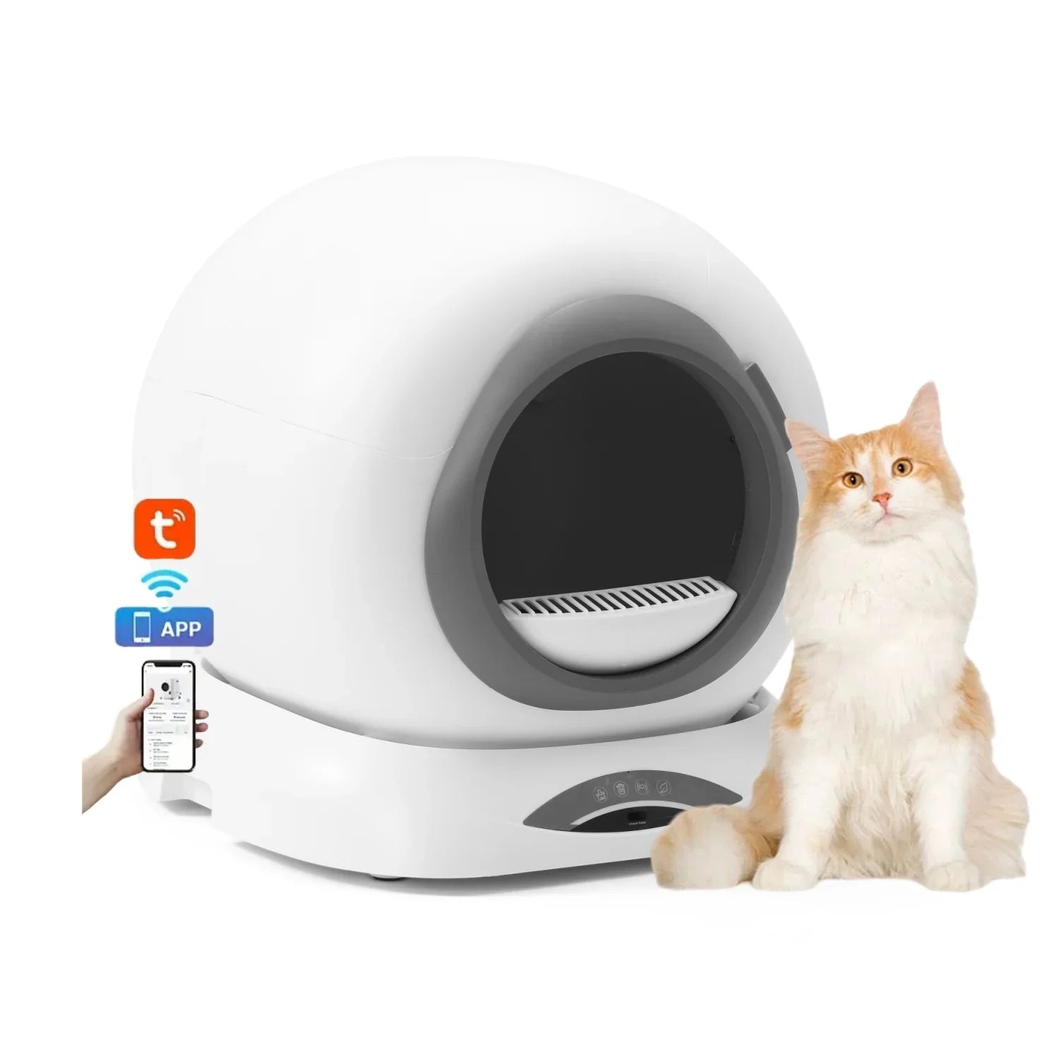 KTX-857811 Automatic Self-Cleaning Cat Litter Box with Tuya App Control - 65L Capacity, Easy to Clean, Smart Features