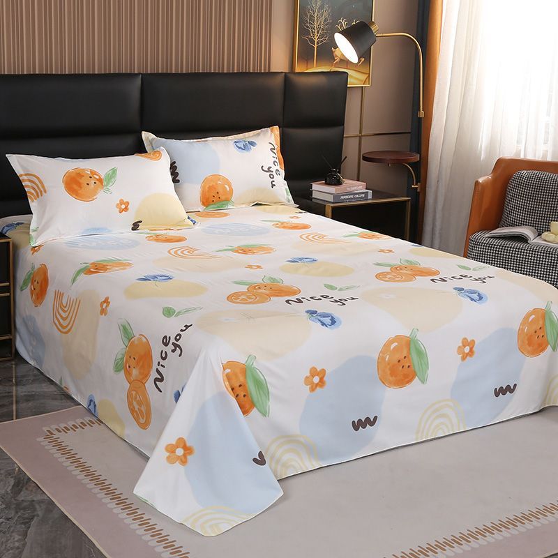 KTX-858323 Comfortable Skin-Friendly Polyester Bed Sheet with Pillowcases Available in Multiple Sizes