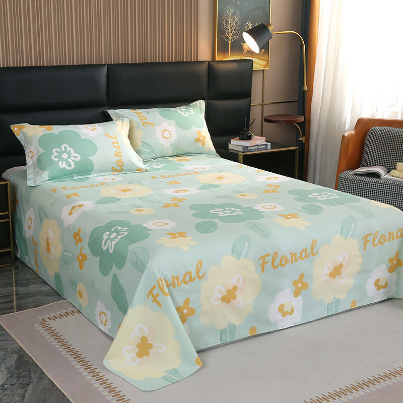 KTX-858323 Comfortable Skin-Friendly Polyester Bed Sheet with Pillowcases Available in Multiple Sizes