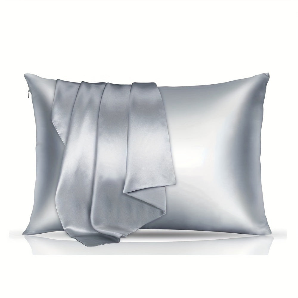 KTX-858323 Solid Color Satin Cloth Pillowcase Set, Soft Polyester Fiber, Plain Weave Design