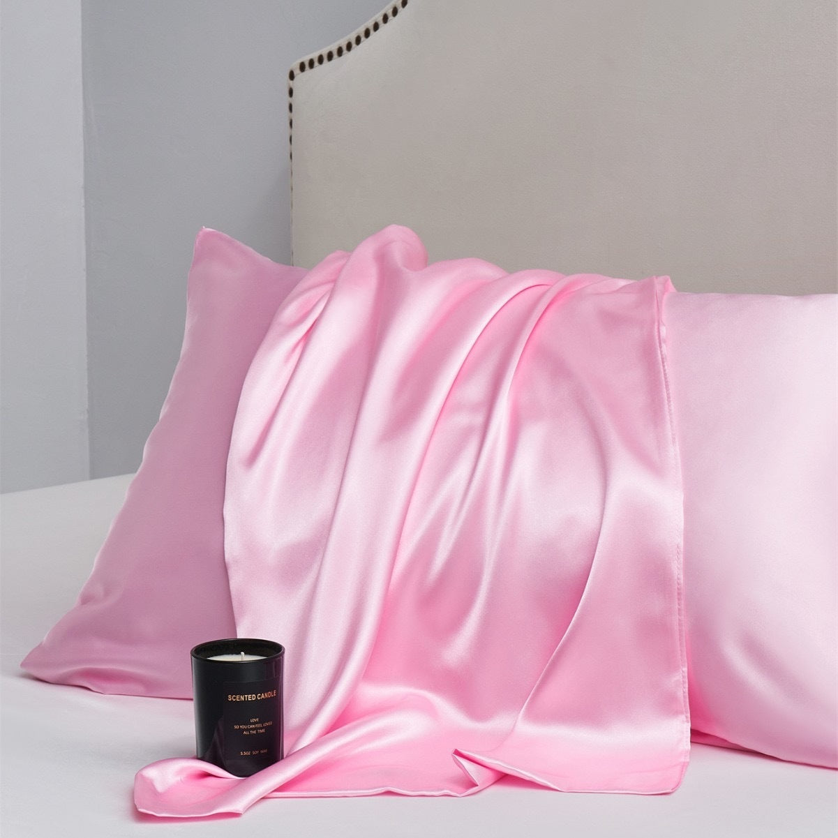 KTX-858323 Solid Color Satin Cloth Pillowcase Set, Soft Polyester Fiber, Plain Weave Design