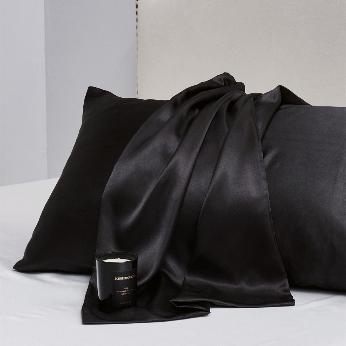 KTX-858323 Solid Color Satin Cloth Pillowcase Set, Soft Polyester Fiber, Plain Weave Design