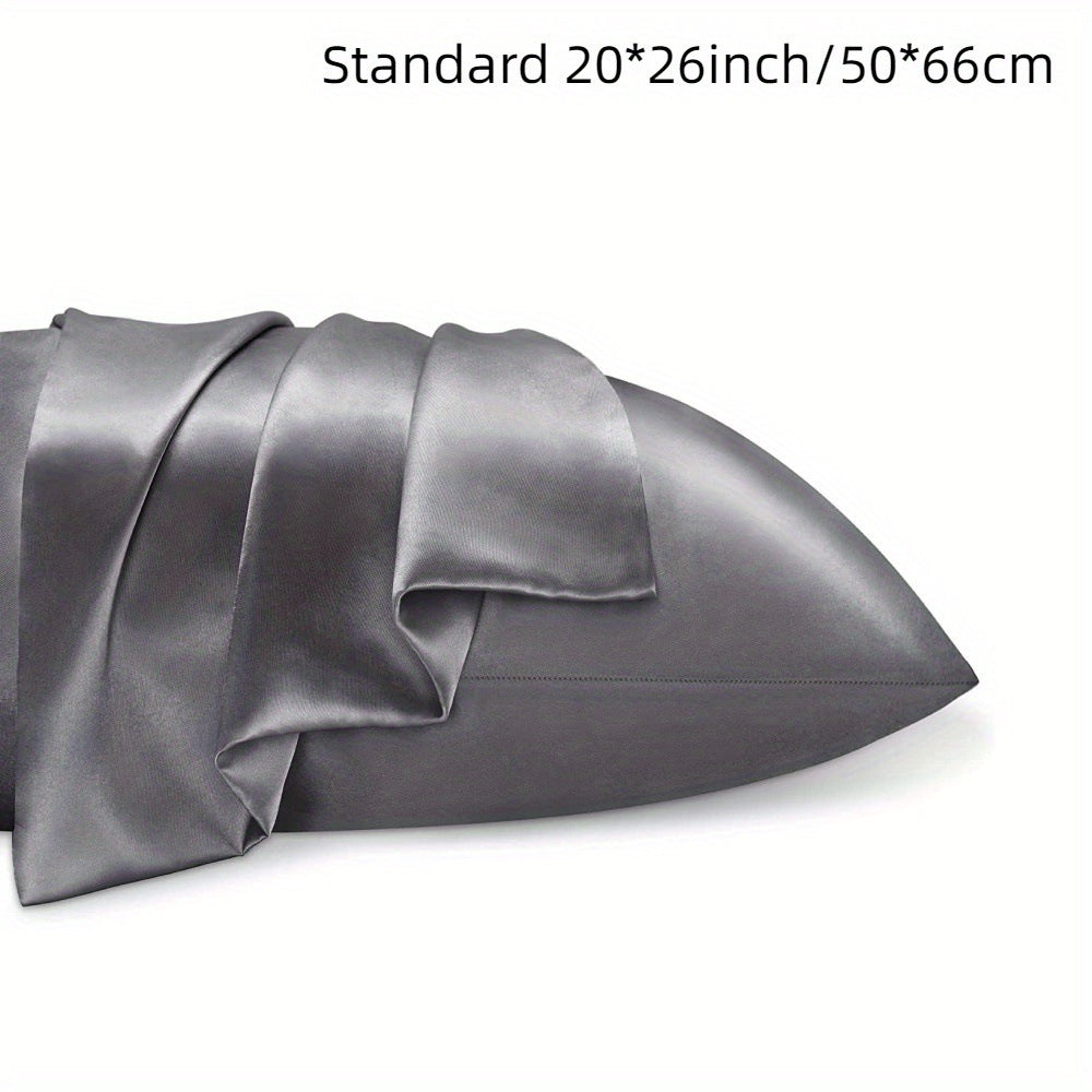 KTX-858323 Solid Color Satin Cloth Pillowcase Set, Soft Polyester Fiber, Plain Weave Design