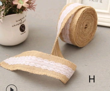 KTX-858451 5CM Wide Jute Lace Roll for DIY Crafts and Home Decor