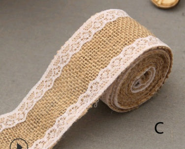KTX-858451 5CM Wide Jute Lace Roll for DIY Crafts and Home Decor