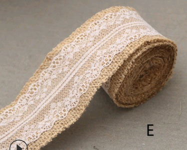 KTX-858451 5CM Wide Jute Lace Roll for DIY Crafts and Home Decor