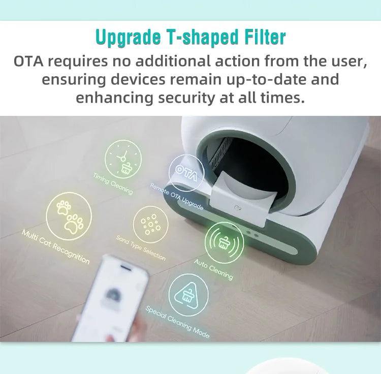 KTX-858963 Intelligent Automatic Self-Cleaning Cat Litter Box with 65L Capacity, Eco-friendly Round Design