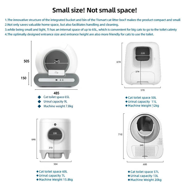 KTX-858963 Intelligent Automatic Self-Cleaning Cat Litter Box with 65L Capacity, Eco-friendly Round Design