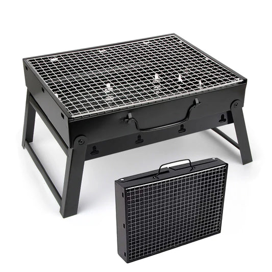 KTX-860179 Portable Single-Burner Stainless Steel Charcoal Grill for Indoor and Outdoor Use, Ideal for Camping and Picnics