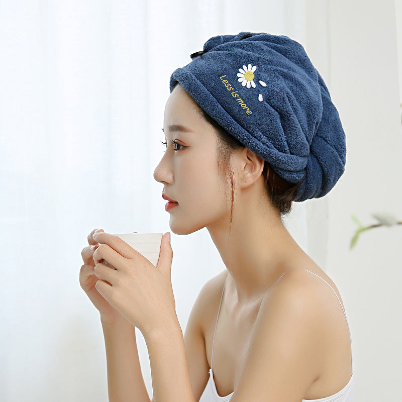 KTX-860243 Absorbent Microfiber Shower Cap – Quick-Drying Coral Fleece Hair Towel with Embroidery Options