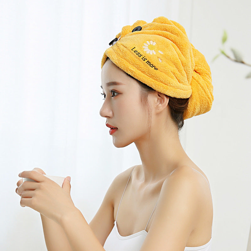 KTX-860243 Absorbent Microfiber Shower Cap – Quick-Drying Coral Fleece Hair Towel with Embroidery Options