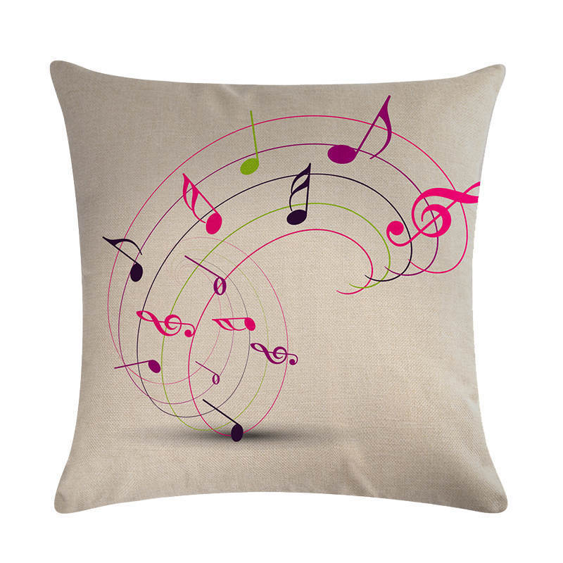 KTX-860499 Abstract Guitar Design Linen Cushion Cover - Modern 45x45cm Cotton Pillowcase