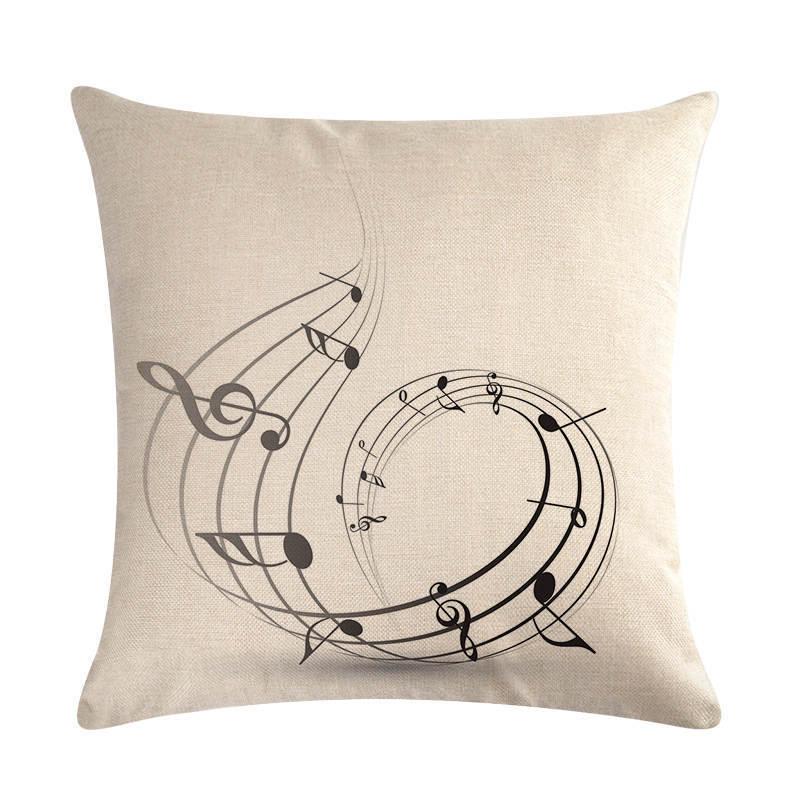 KTX-860499 Abstract Guitar Design Linen Cushion Cover - Modern 45x45cm Cotton Pillowcase