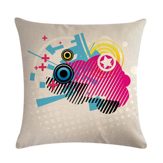KTX-860499 Abstract Guitar Design Linen Cushion Cover - Modern 45x45cm Cotton Pillowcase