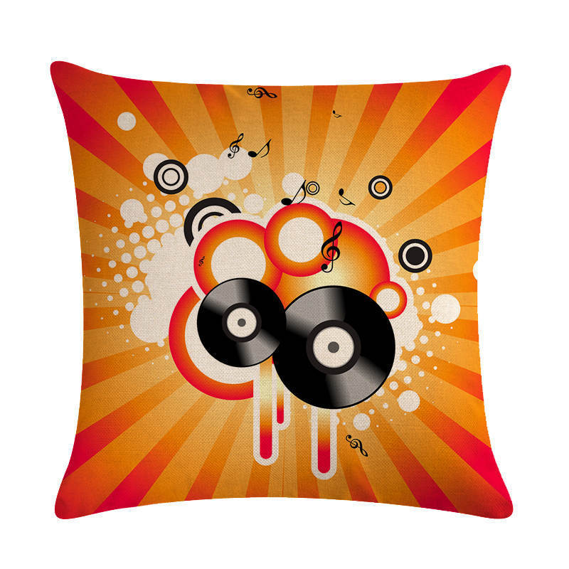 KTX-860499 Abstract Guitar Design Linen Cushion Cover - Modern 45x45cm Cotton Pillowcase