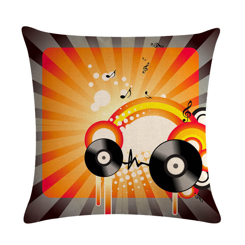 KTX-860499 Abstract Guitar Design Linen Cushion Cover - Modern 45x45cm Cotton Pillowcase
