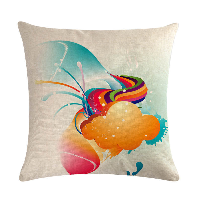 KTX-860499 Abstract Guitar Design Linen Cushion Cover - Modern 45x45cm Cotton Pillowcase