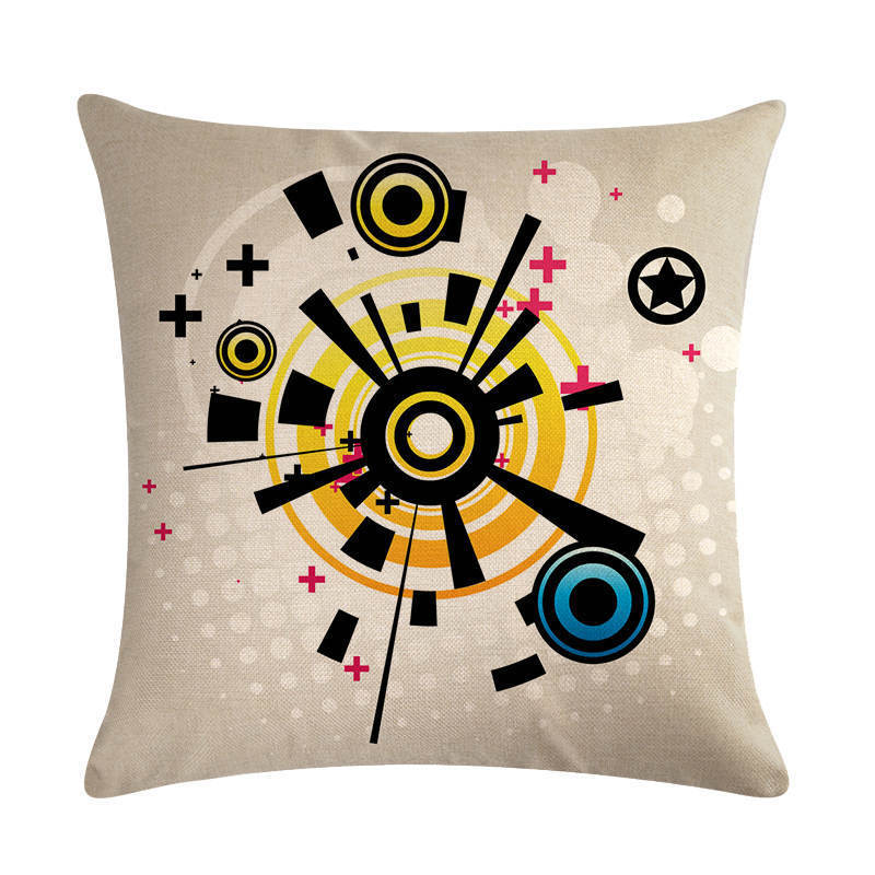 KTX-860499 Abstract Guitar Design Linen Cushion Cover - Modern 45x45cm Cotton Pillowcase