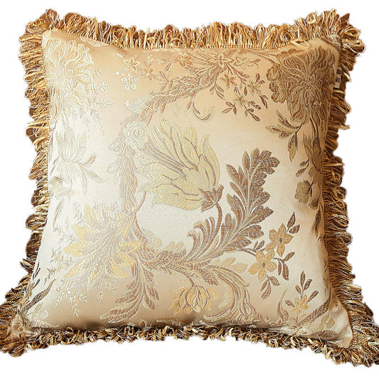 KTX-860627 European Style Tassel Pillow Cover - Plant and Flower Pattern, Various Colors and Sizes