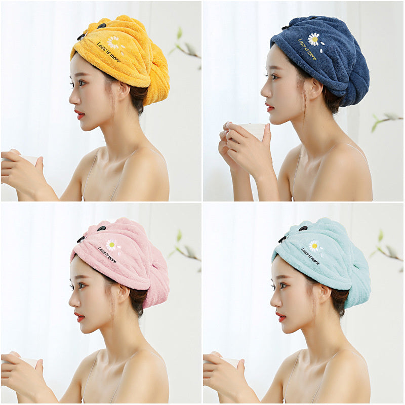 KTX-861395 Water-Absorbent Headscarf for Hair Care, Soft Polyester & Nylon Blend in Light Pink, Light Blue, Navy Blue, and Turmeric