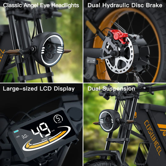 KTX-861523 Electric Off-Road E-Bike with 72V 3000W Motor, 20 Inch Wheels, 7 Speed Gears and Long Range Battery