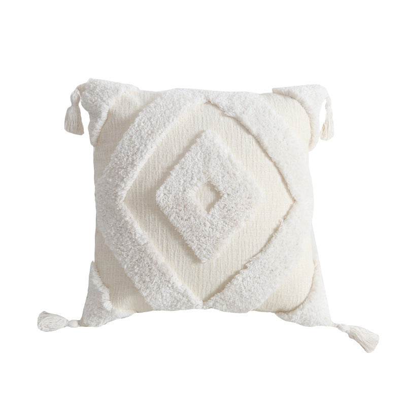 KTX-861651 Tufted Chenille Pillowcase - Handmade Blended Fabric Cushion Cover, 45x45cm