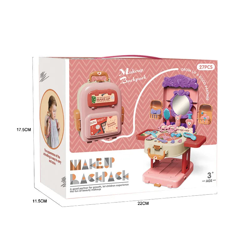 KTX-862803 3-in-1 Fashion Backpack Beauty Dresser Table & Makeup Playset for Kids