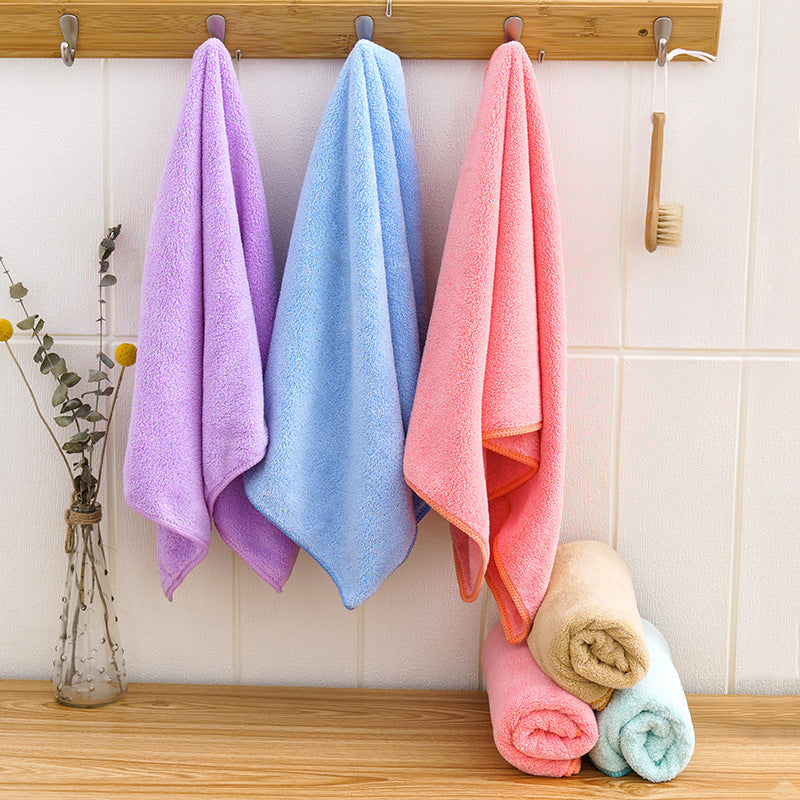 KTX-863699 Coral Velvet Soft Towel - Lightweight Polyester Blend, 35x75 cm