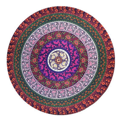 KTX-863955 Round Beach Towel in Blue and Red Chiffon Material